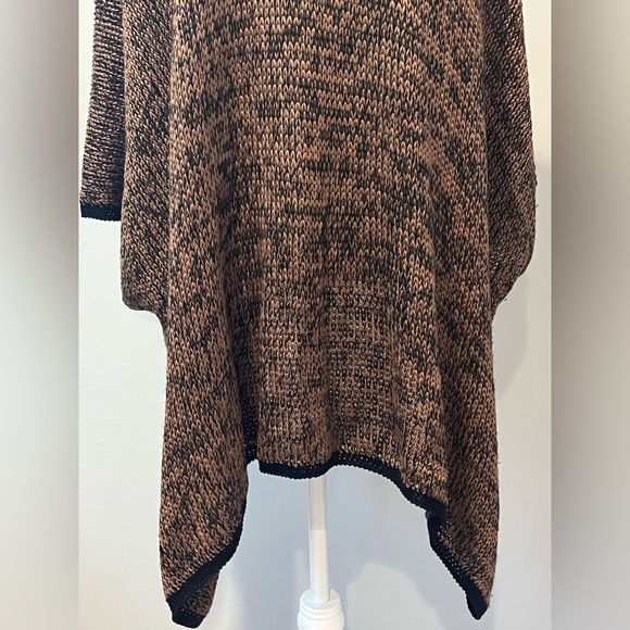 Soft Surroundings Shawl One Size Mei Ling Knit Sweater Cape Poncho Brown Black - Picture 8 of 12